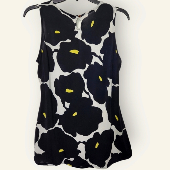 Worthington Ruched Front Black/Yellow/White Sleeveless Blouse Large - Picture 2 of 4